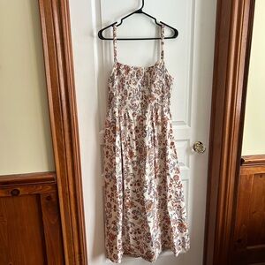 Old Navy Cream and Brown Floral Maxi Dress
